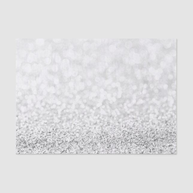 Silver Gray Grey Glitter White Delicate Favor Tissue Paper (Front)