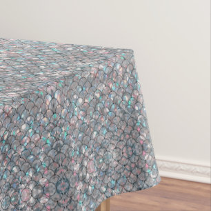Silver Gray Grey Mermaid Fish Scales Holographic Tablecloth