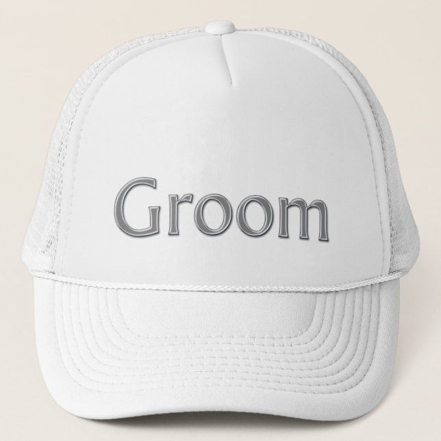 Silver Gray Groom Bridal Party Hat (Front)