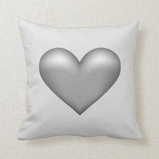 Silver Gray Heart Illustration Throw Pillow