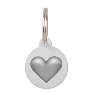 Silver Gray Heart With Pet's Name And Phone Number Pet ID Tag