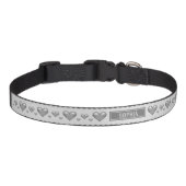 Silver Gray Hearts Love Valentine's Day Pattern Pet Collar (Front)