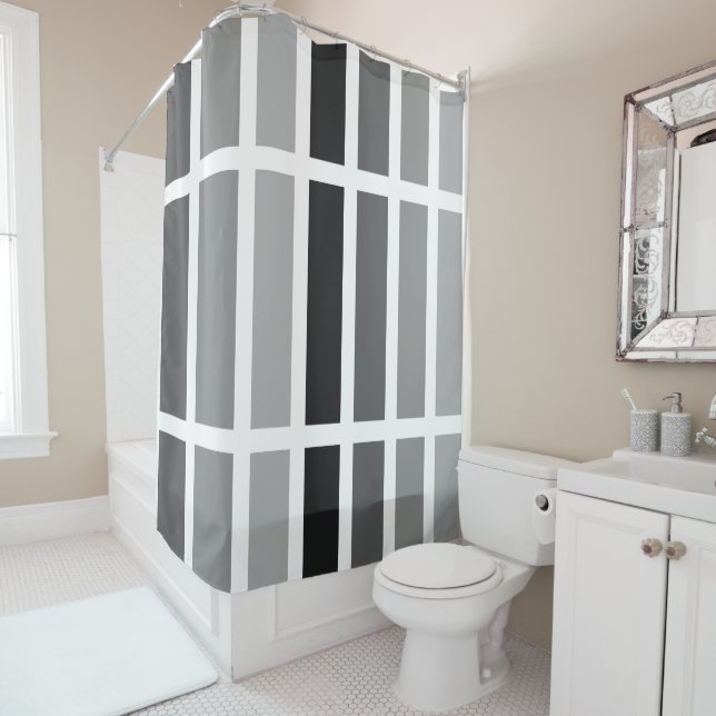 Silver Gray Hues Shower Curtain (In Situ)