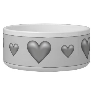 Silver Gray Illustrated Hearts Bowl