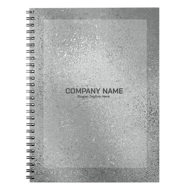 Silver gray iridescent shimmering glass texture notebook (Front)