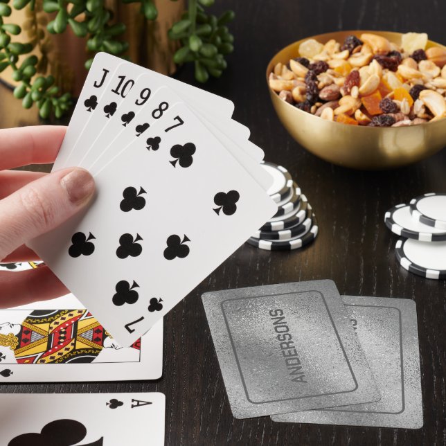 Silver gray iridescent shimmering texture poker cards (In Situ)