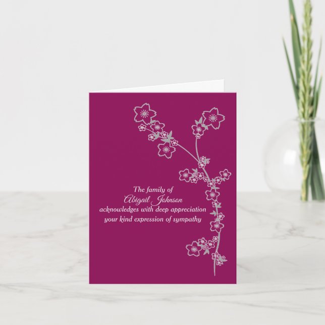 Silver Gray Japanese Foliage Sympathy Thank You (Front)