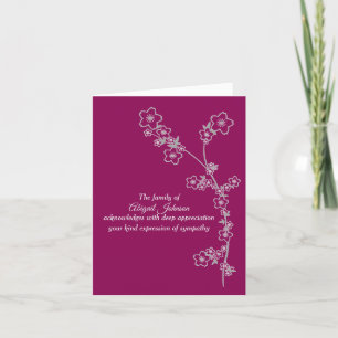 Silver Gray Japanese Foliage Sympathy Thank You Card
