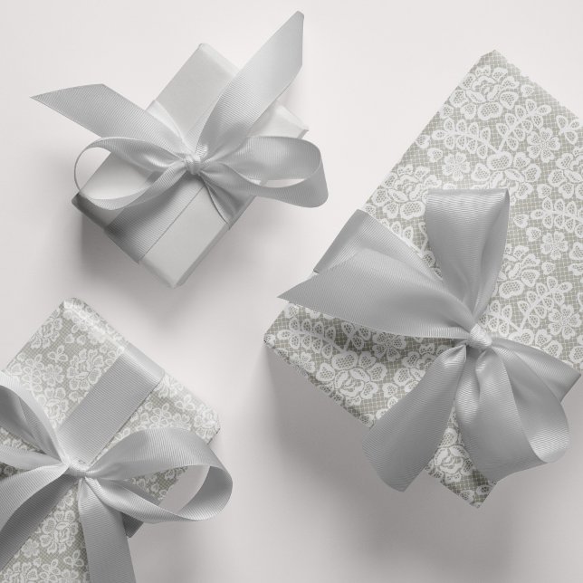 Silver Gray Lace Wedding Wrapping Paper Sheets (Silver Gray Lace Wedding Wrapping Paper Sheets)