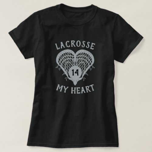 Silver Gray Lacrosse My Heart T_Shirt