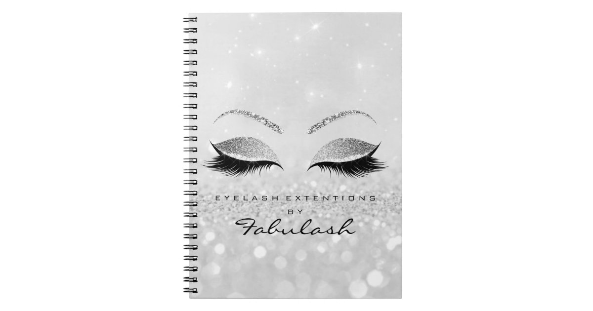 Silver Gray Lashes Glitter Eyes Makeup Beauty2 Notebook Zazzle