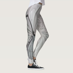 Silver Gray Leggings With Butterfly Pattern