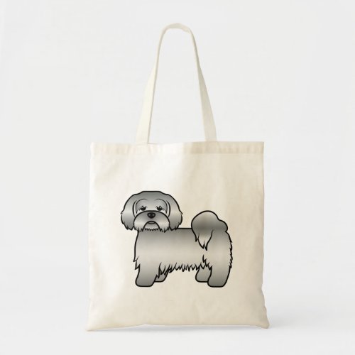 Silver Gray Lhasa Apso Cute Cartoon Dog Tote Bag