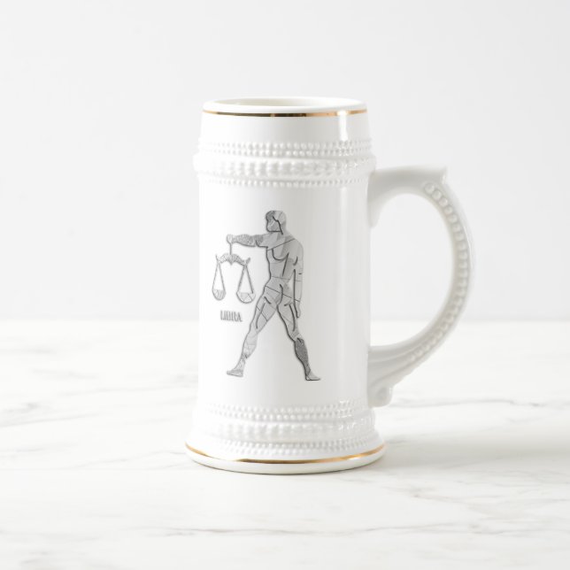 Silver / Gray Libra Zodiac Custom Stein (Right)