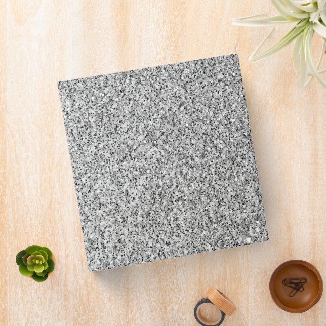 Silver gray light glitter sparkles 3 ring binder (In Situ)