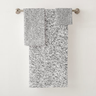 Silver gray light glitter sparkles bath towel set