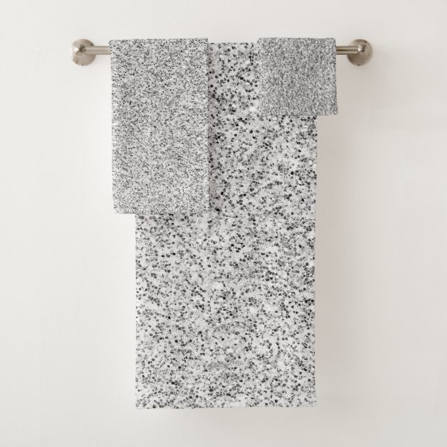Silver gray light glitter sparkles bath towel set (Insitu)