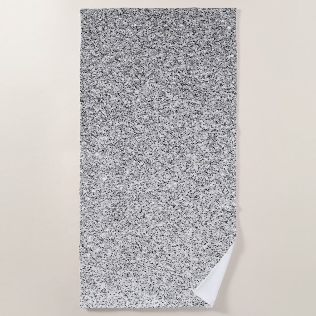 Silver gray light glitter sparkles beach towel (Front)