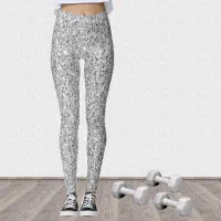 Silver gray light glitter sparkles black white leggings