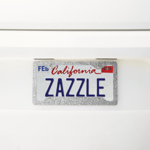 Silver gray light glitter sparkles black white license plate frame