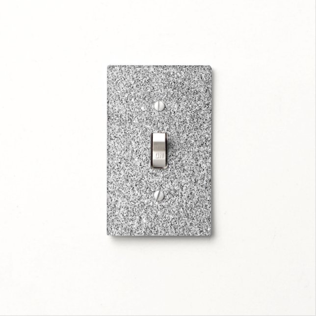Silver gray light glitter sparkles black white light switch cover (In Situ)