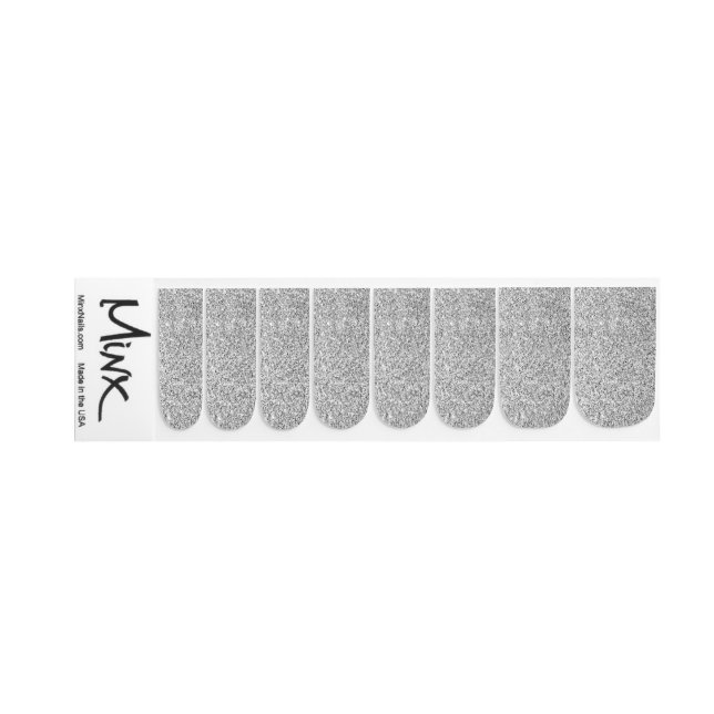 Silver gray light glitter sparkles black white minx nail art (Left Hand)