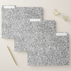 Silver gray light glitter sparkles file folder