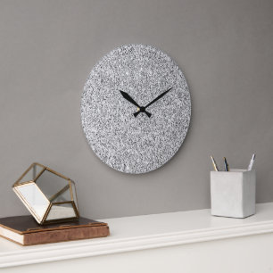 Silver gray light glitter sparkles large clock