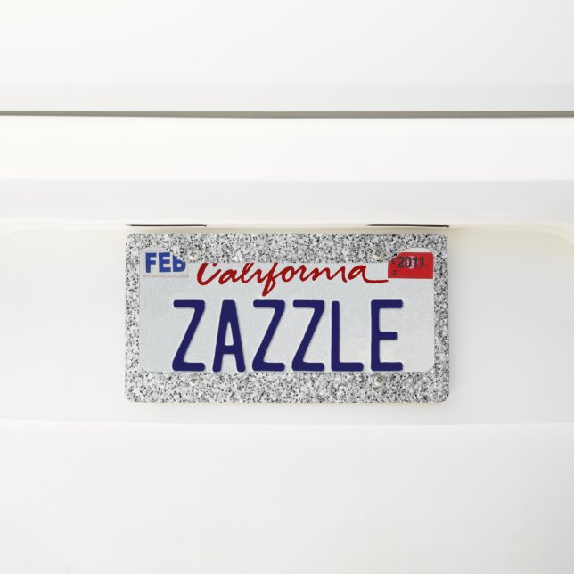 Silver gray light glitter sparkles license plate frame (On Car)