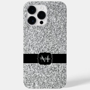 Silver gray light glitter sparkles Monogram Case-Mate iPhone 14 Pro Max Case