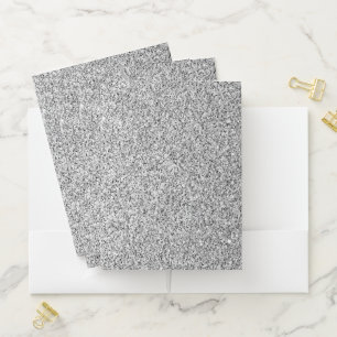 Silver gray light glitter sparkles pocket folder