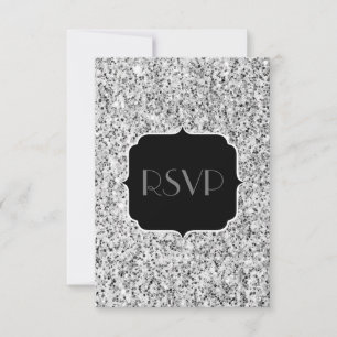Silver gray light glitter sparkles Sweet 16 RSVP Card