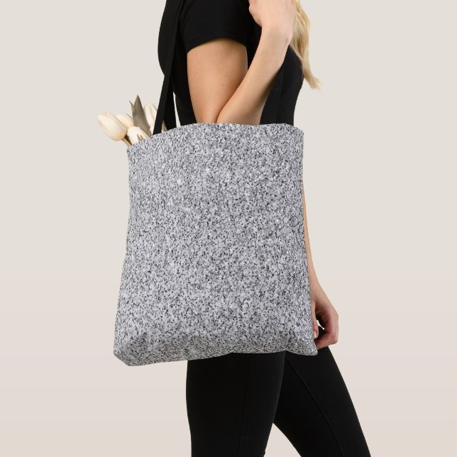 Silver gray light glitter sparkles tote bag (Close Up)