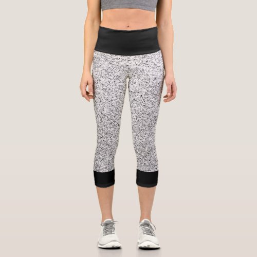 Silver gray light glitter sparkles with black capri leggings