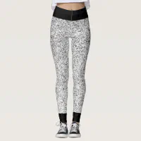 Silver gray light glitter sparkles black white leggings