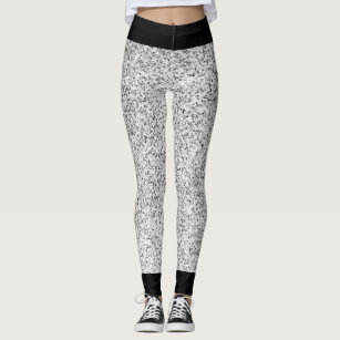 Sparkle Leggings - Black Leggings With Confetti Silver Print