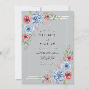 Silver Gray Luminous Winter Wedding Invitation