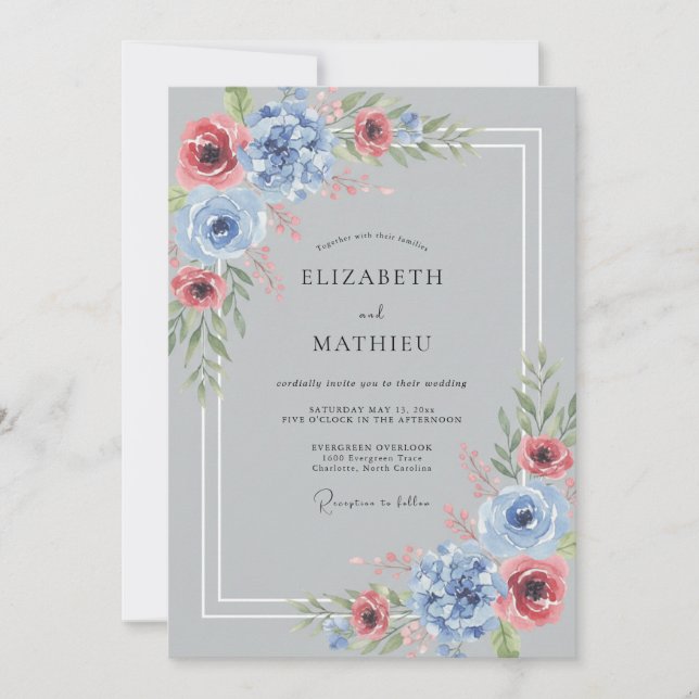 Silver Gray Luminous Winter Wedding Invitation (Front)