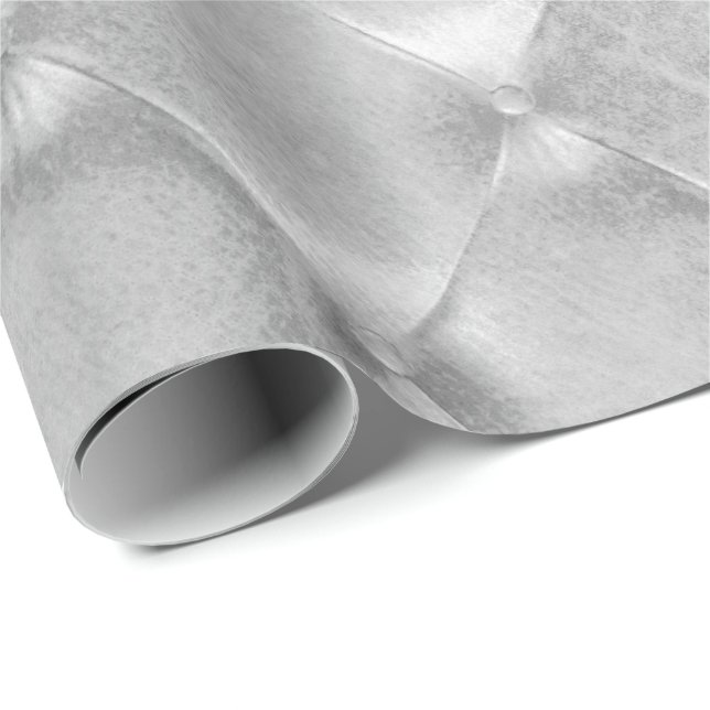 Silver Gray Luxury Opulent Tufted Leather VIP Wrapping Paper (Roll Corner)