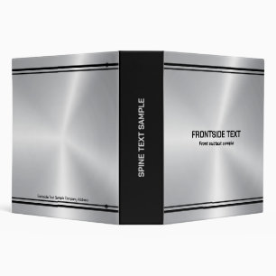 Silver-gray metallic Background black accent 3 Ring Binder