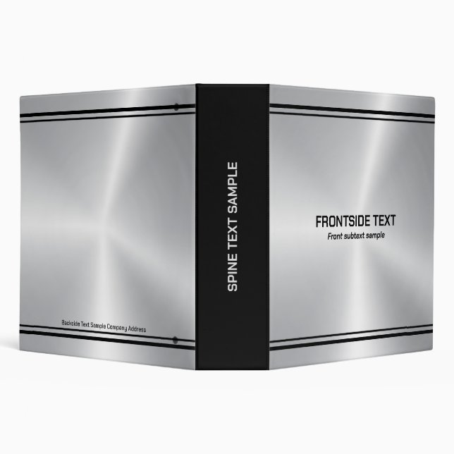 Silver-gray metallic Background black accent 3 Ring Binder (Background)