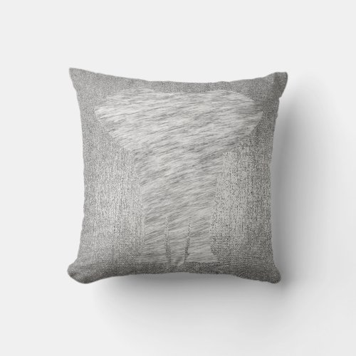 Silver Gray Metallic Black Animal Skin Elephant Throw Pillow