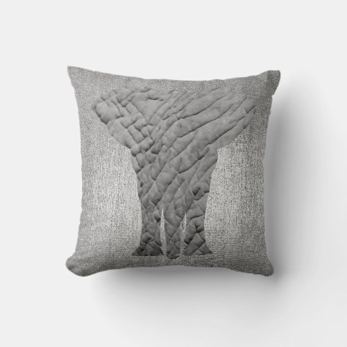 Silver Gray Metallic Black Animal Skin Elephant Throw Pillow