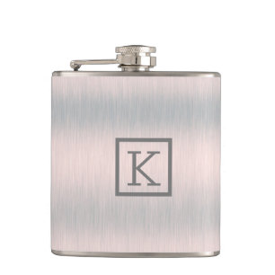 Silver-gray Metallic Brushed Aluminum Look Flask