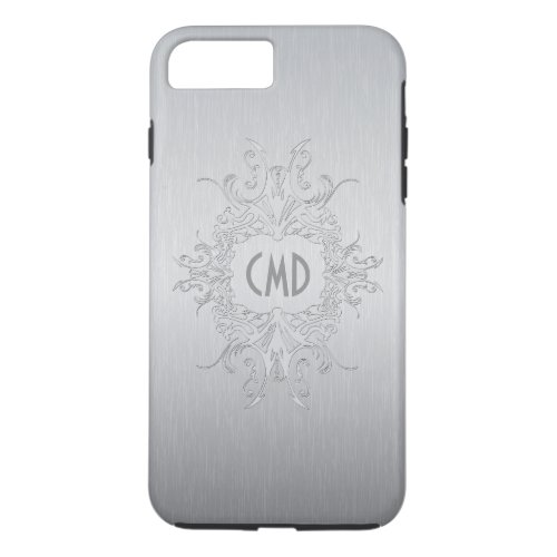 Silver Gray Metallic Design Brushed Aluminum iPhone 8 Plus7 Plus Case