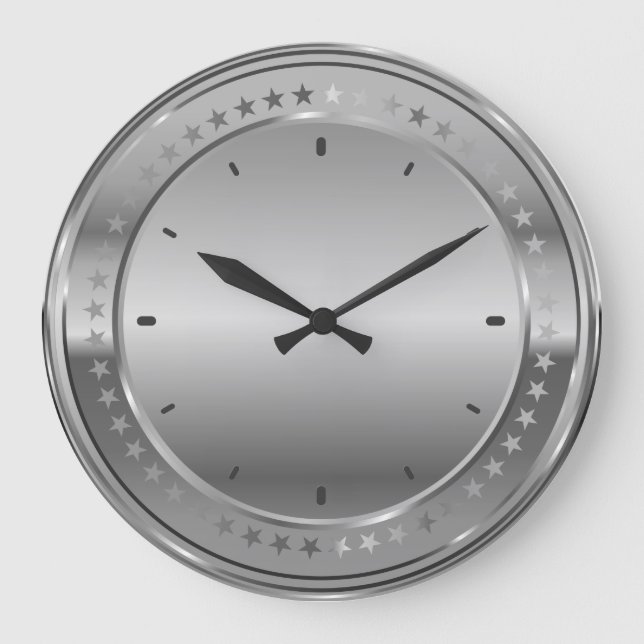 Silver-gray Metallic Design-Stainless Steel Large Clock (Front)