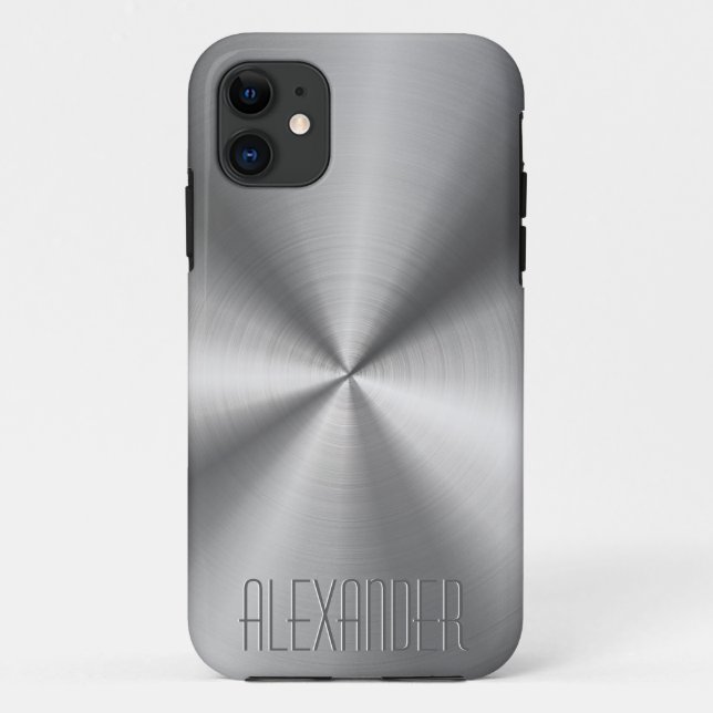 Silver Gray Metallic Design Stainless Steel Look Case-Mate iPhone Case (Back)