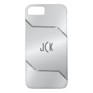 Silver Gray Metallic Design-Stainless Steel Look iPhone 8/7 Case