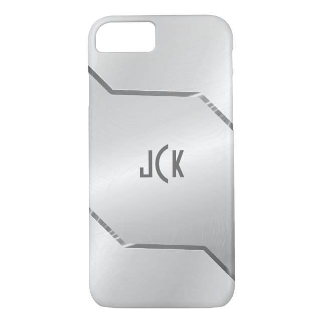 Silver Gray Metallic Design-Stainless Steel Look Case-Mate iPhone Case (Back)