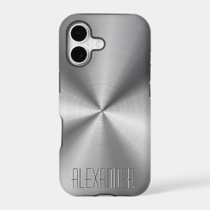 Silver Gray Metallic Design Stainless Steel Look iPhone 17 Case
